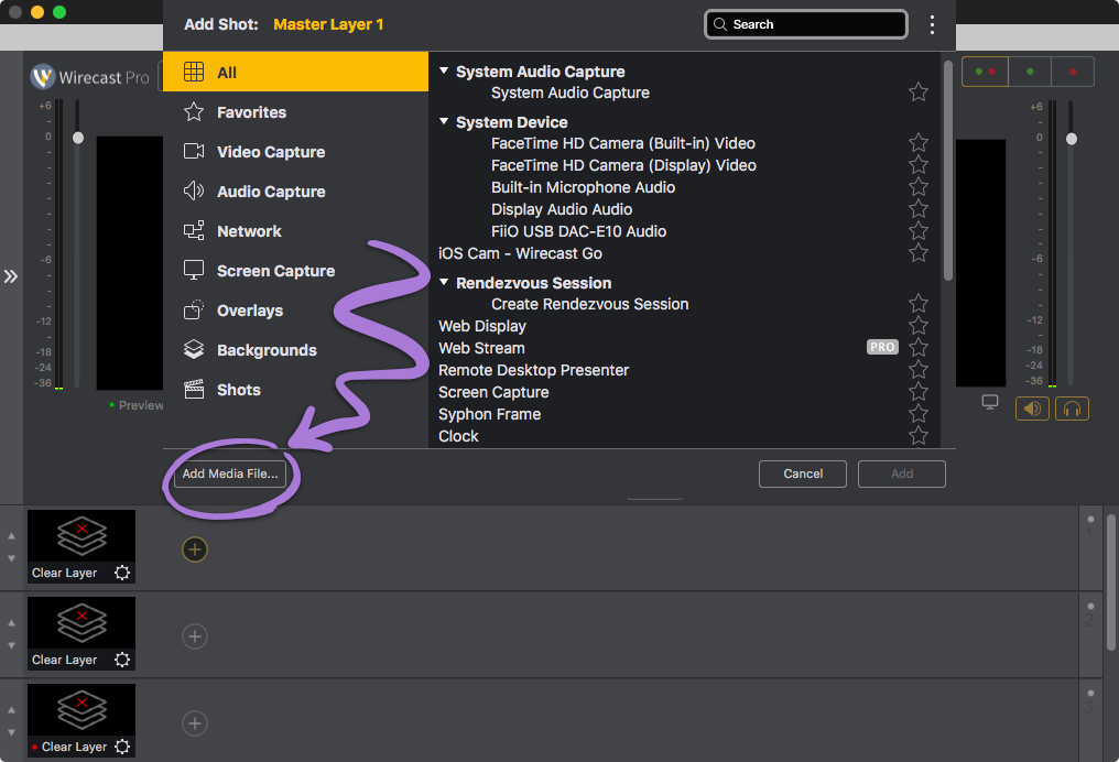 Click the 'Add Media File' button.