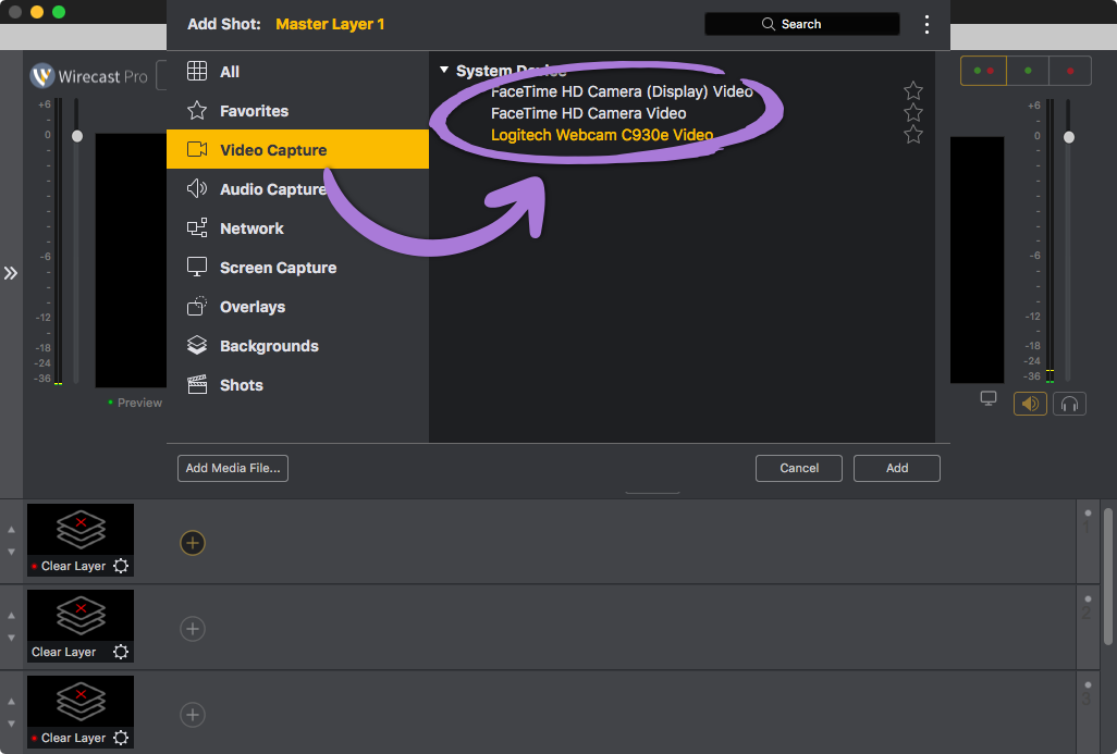 Add your capture device