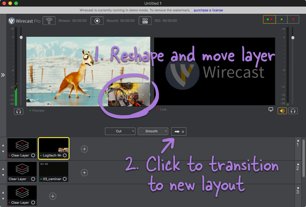 Drag the layer around the scene